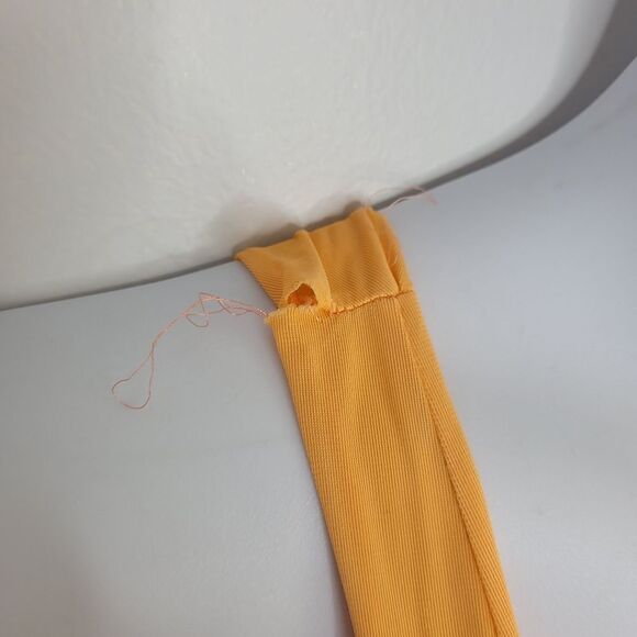 VINTAGE 80s orange sherbet tie front maxi night gown dress M - Picture 7 of 14